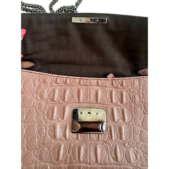 MIU MIU Mauve Crocodile Embossed Leather Clutch Crossbody Bag - Picture 6 of 13